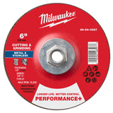 Milwaukee 49-94-0927 6 in. x 1/8 in. x 5/8-11 Performance Plus Dual Metal Cut and Grind Wheel Type 27