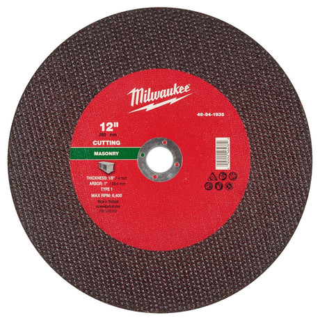 Milwaukee 49-94-1935 12 in x 1/8 in x 1 in Type 1 Masonry Cut Off Wheel