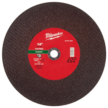 Milwaukee 49-94-1945 14 in. x 1/8 in. x 20mm Masonry Cut Off Wheel Type 1
