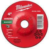 Milwaukee 49-94-1950 4 in x 1/4 in x 5/8 in Type 27 Masonry Grinding Wheel for Angle Grinders