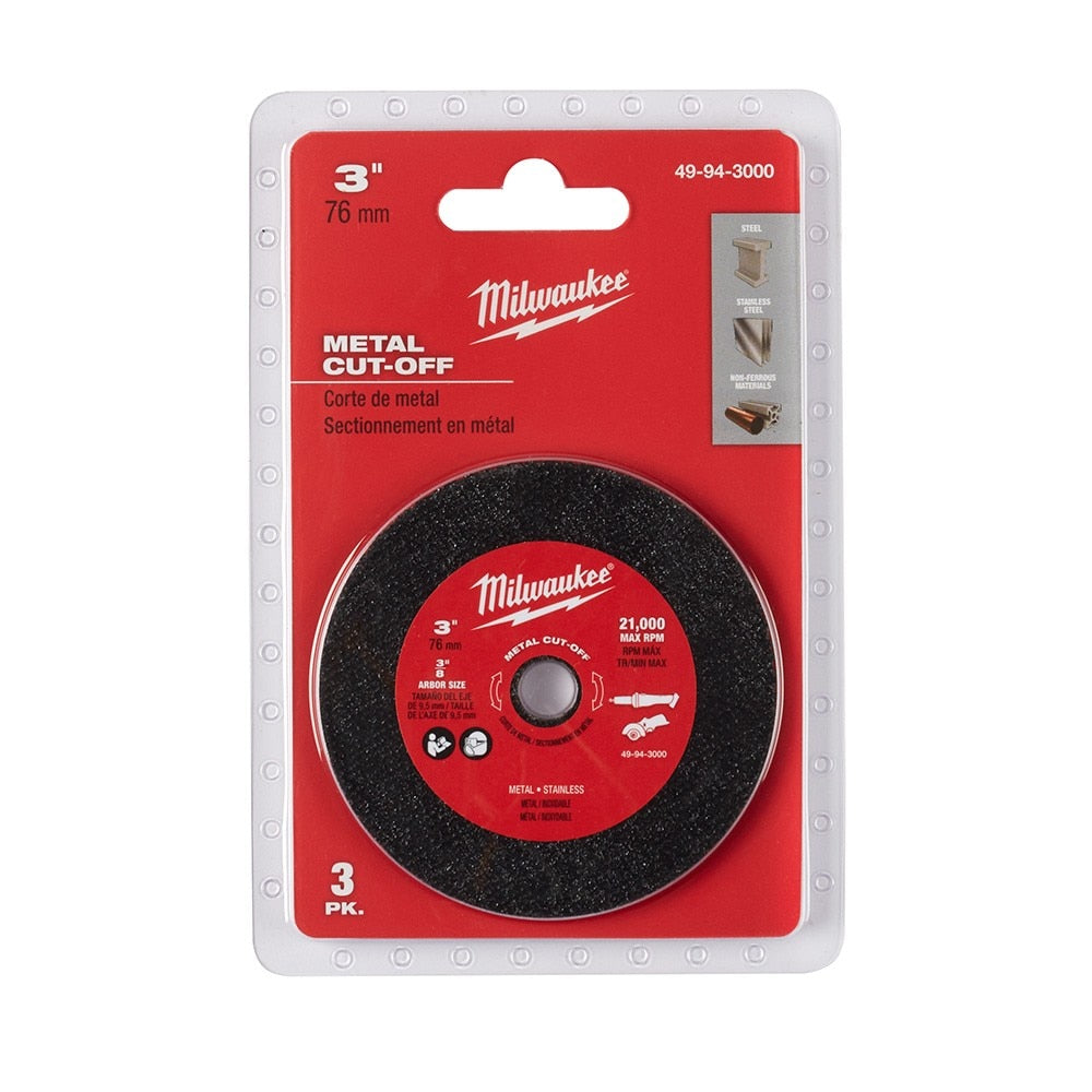 Milwaukee 49-94-3000 3" Metal Cut Off Wheel 3 Pack - 2