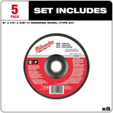 Milwaukee 49-94-6330 6 in. x 1/4 in. x 5/8-11 in. Grinding Wheel (Type 27) - 2
