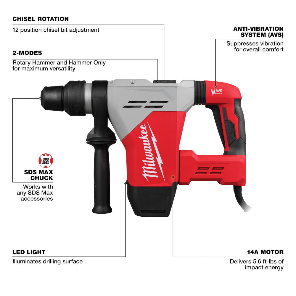 Milwaukee 5517-21 1-9/16" SDS Max Rotary Hammer - 3