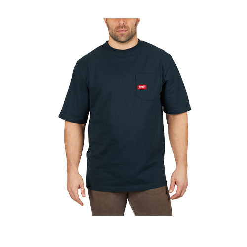 Milwaukee 601BL-2X Heavy Duty Pocket T-Shirt (601), Short Sleeve, Blue, 2X - 2