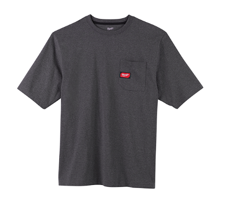 Milwaukee 601G-S Heavy Duty Pocket T-Shirt (601), Short Sleeve, Gray, Small