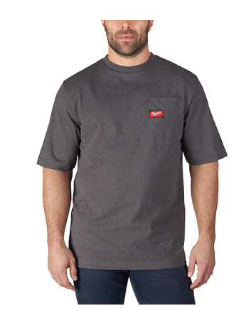 Milwaukee 601G-2X Heavy Duty Pocket T-Shirt (601), Short Sleeve, Gray, 2X - 3