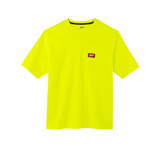 Milwaukee 601HV-L Heavy Duty Pocket T-Shirt (601), Short Sleeve, Hi Vis, Large