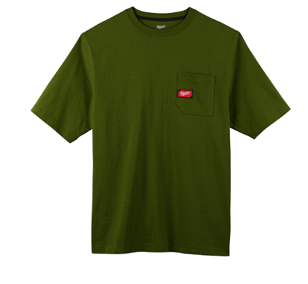 Milwaukee 601OG-XL Heavy Duty Pocket T-Shirt 601, Short Sleeve, Olive Green, XL