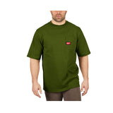 Milwaukee 601OG-2X Heavy Duty Pocket T-Shirt 601, Short Sleeve, Olive Green, 2X - 4