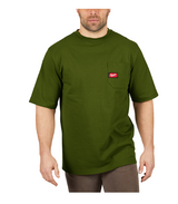 Milwaukee 601OG-2X Heavy Duty Pocket T-Shirt 601, Short Sleeve, Olive Green, 2X - 3