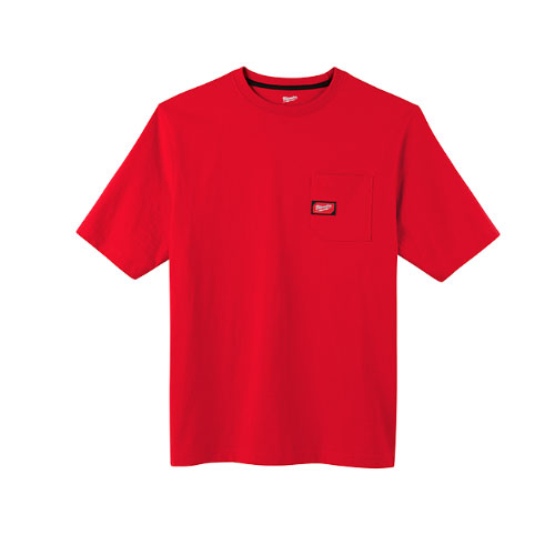 Milwaukee 601R-L Heavy Duty Pocket T-Shirt (601), Short Sleeve, Red, Large