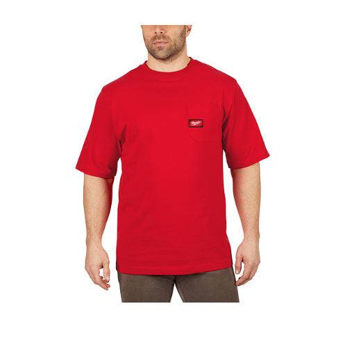 Milwaukee 601R-S Heavy Duty Pocket T-Shirt (601), Short Sleeve, Red, Small - 2