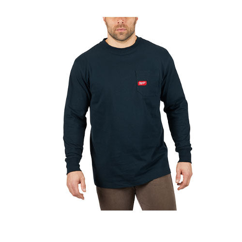 Milwaukee 602BL-S Heavy Duty Pocket T-Shirt (602), Long Sleeve, Blue, Small - 2