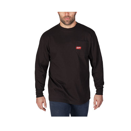 Milwaukee 602B-3X Heavy Duty Pocket T-Shirt (602), Long Sleeve, Black, 3X - 2