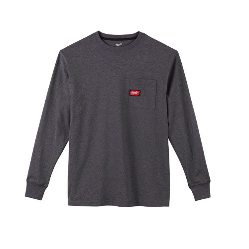 Milwaukee 602G-XL Heavy Duty Pocket T-Shirt (602), Long Sleeve, Gray, XL