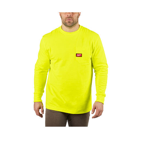 Milwaukee 602HV-M Heavy Duty Pocket T-Shirt (602), Long Sleeve, Hi Vis, Medium - 2