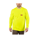 Milwaukee 602HV-M Heavy Duty Pocket T-Shirt (602), Long Sleeve, Hi Vis, Medium - 2