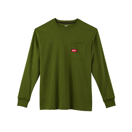 Milwaukee 602OG-3X Heavy Duty Pocket T-Shirt 602, Long Sleeve, Olive Green, 3X