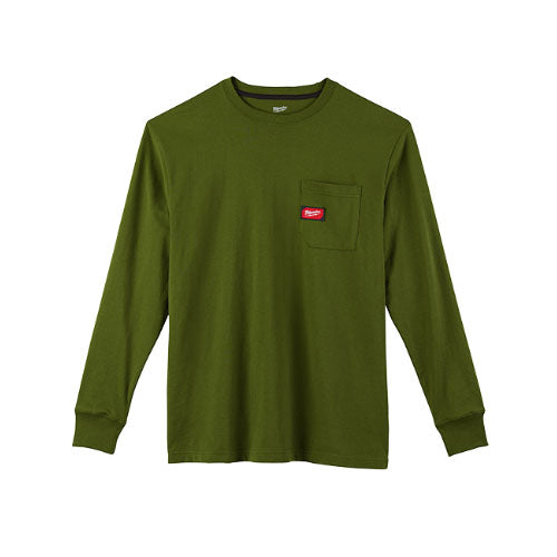 Milwaukee 602OG-M Heavy Duty Pocket T-Shirt (602), Long Sleeve, Olive Green, M