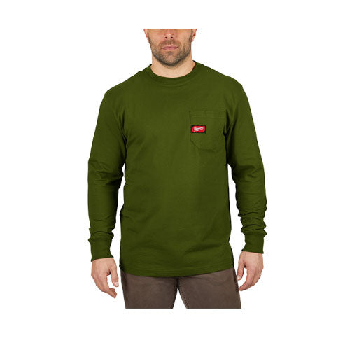 Milwaukee 602OG-3X Heavy Duty Pocket T-Shirt 602, Long Sleeve, Olive Green, 3X - 2