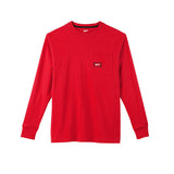 Milwaukee 602R-L Heavy Duty Pocket T-Shirt (602), Long Sleeve, Red, Large