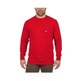 Milwaukee 602R-3X Heavy Duty Pocket T-Shirt (602), Long Sleeve, Red, 3X - 2