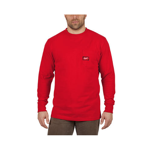 Milwaukee 602R-XL Heavy Duty Pocket T-Shirt (602), Long Sleeve, Red, XL - 2