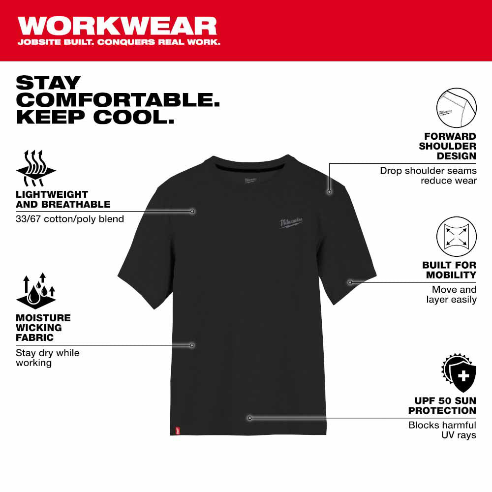 Milwaukee 603B Hybrid Work Tee - Short Sleeve - Black - 3