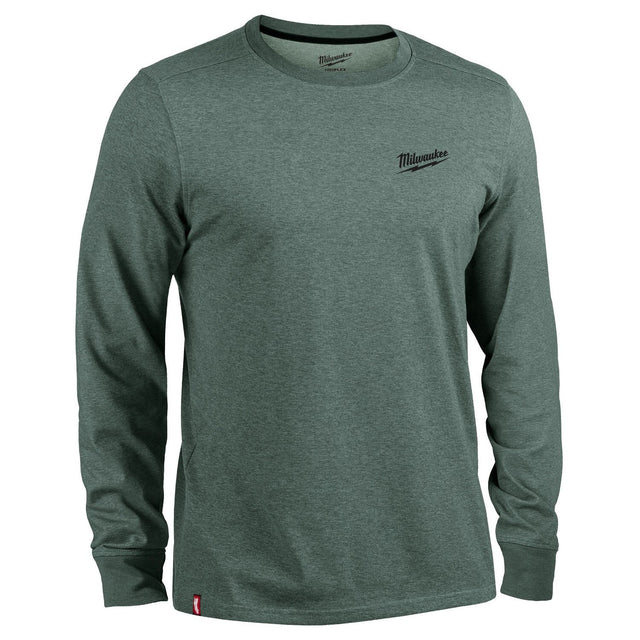 Milwaukee 604E-L FREEFLEX Long Sleeve Hybrid Work Tee Moisture Wicking UPF 50 Dark Green Large