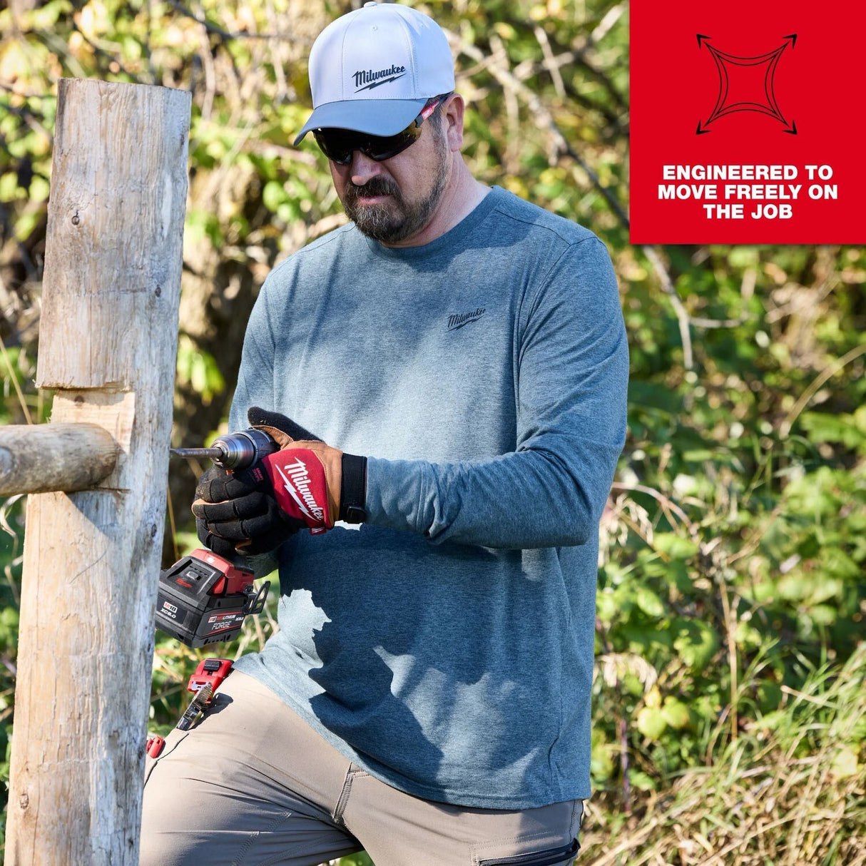 Milwaukee 604N-2X FREEFLEX Hybrid Long Sleeve Work Tee with UPF 50 and Moisture Wicking Brown 2XL - 3