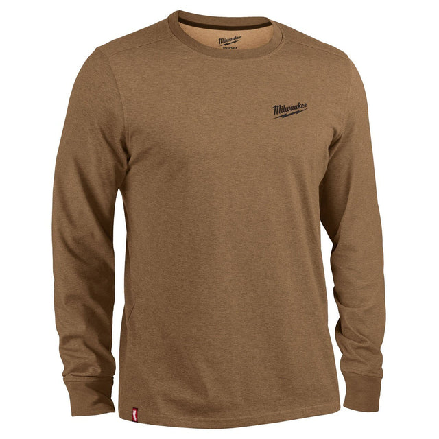 Milwaukee 604N-M FREEFLEX Hybrid Long Sleeve Work Tee with UPF 50 and Moisture Wicking Brown M