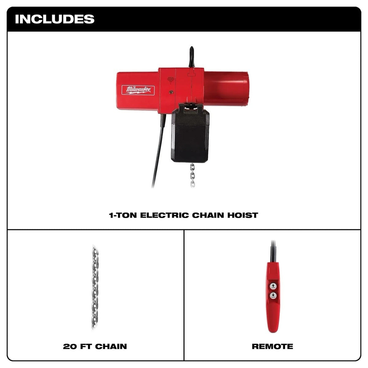 Milwaukee 9566 1 Ton Electric Chain Hoist - 10 ft. - 2