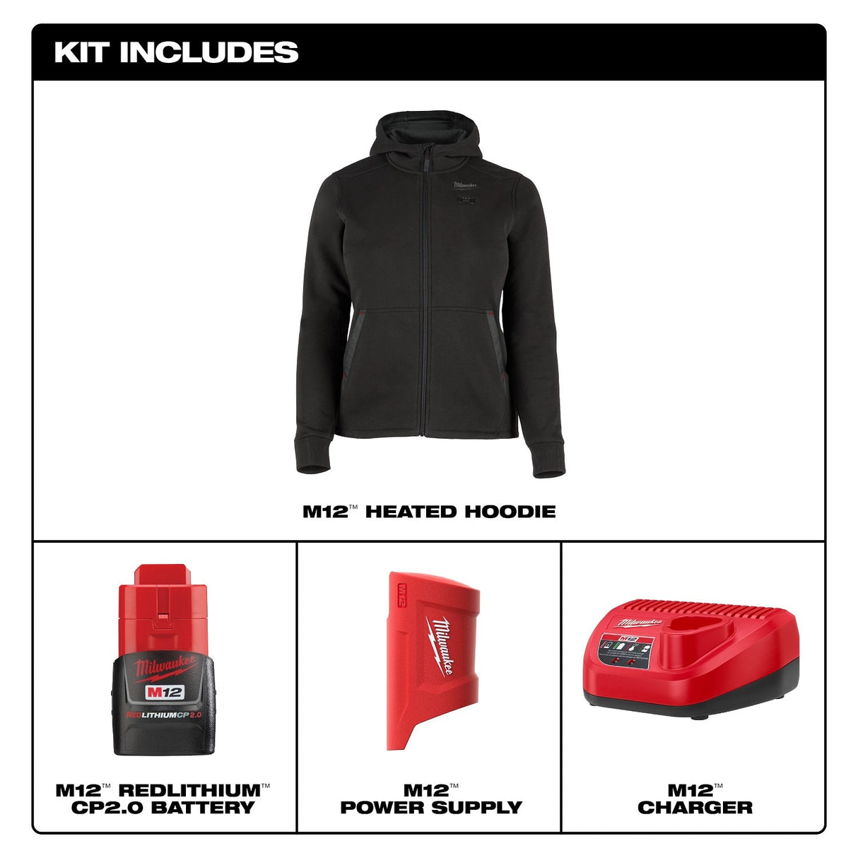 Milwaukee F200B-21 M12 Women's Heated Hoodie Kit - Black - 3