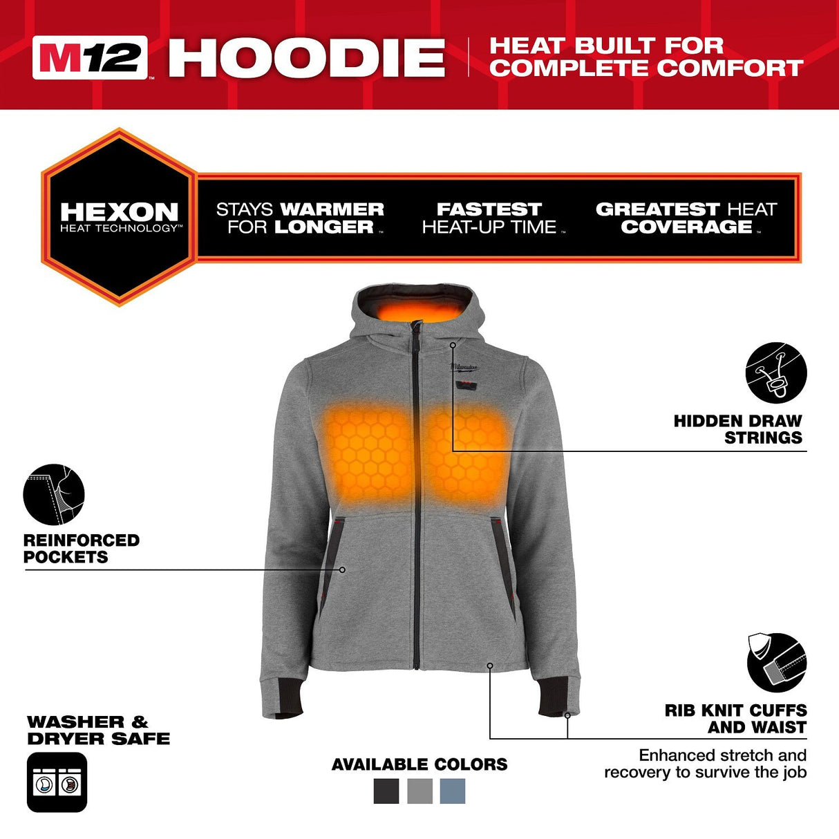 Milwaukee F200G-21 M12 Women's Heated Hoodie Kit - Gray - 2