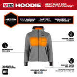 Milwaukee F200G-21 M12 Women's Heated Hoodie Kit - Gray - 2