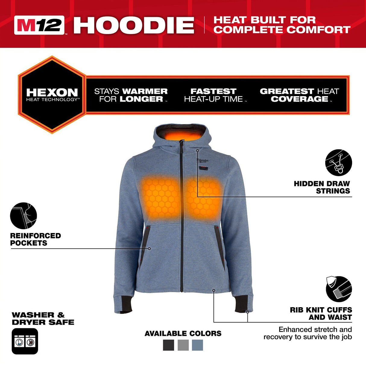Milwaukee F200U-21 M12 Women's Heated Hoodie Kit - Blue - 2