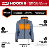 Milwaukee F200U-21 M12 Women's Heated Hoodie Kit - Blue - 2