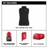 Milwaukee F300B-21 M12 Women's Black Axis Vest with (1) 3.0 Ah Battery and Charger - 5