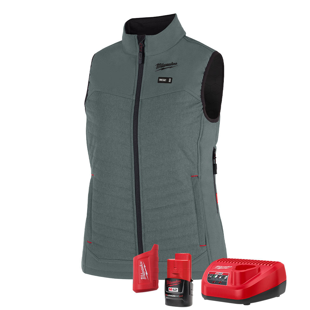 Milwaukee F300E-21 M12 Women's Green Axis Vest with (1) 3.0 Ah Battery and Charger - 2