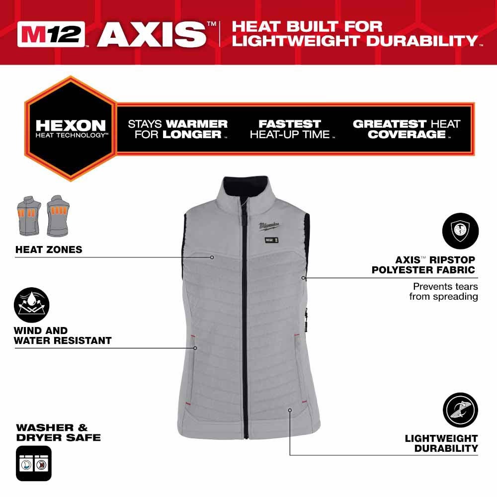 Milwaukee F300E-21 M12 Women's Green Axis Vest with (1) 3.0 Ah Battery and Charger - 3