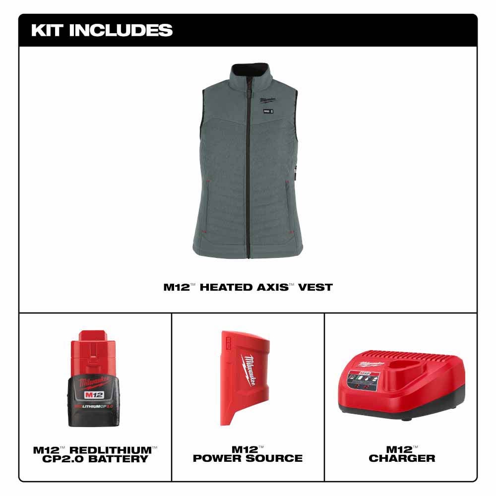 Milwaukee F300E-21 M12 Women's Green Axis Vest with (1) 2.0 Ah Battery and Charger - 5