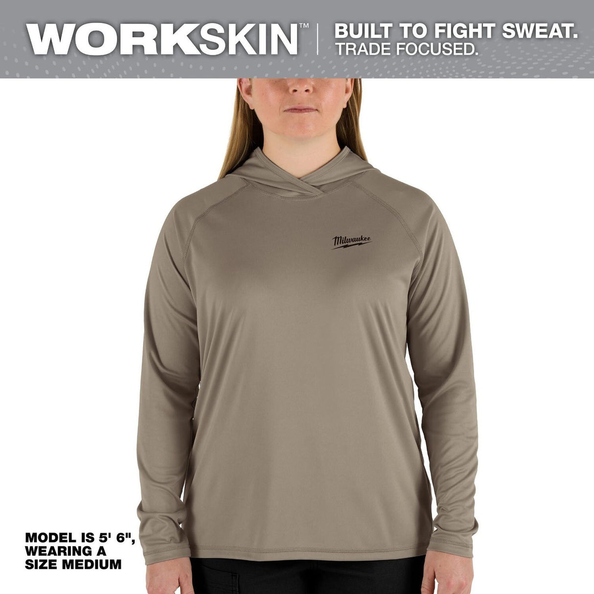 Milwaukee F550N-XS Womens WORKSKIN Hooded Sun Shirt with UPF 50+ Sweat Wicking and Anti Odor Sandstone XS - 2
