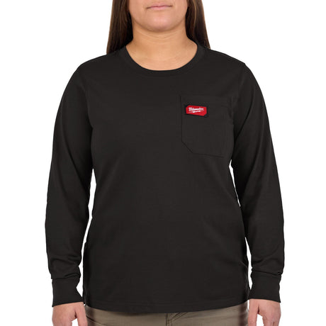 Milwaukee F551B-M Women's GRIDIRON Pocket T-Shirt - Long Sleeve Black M