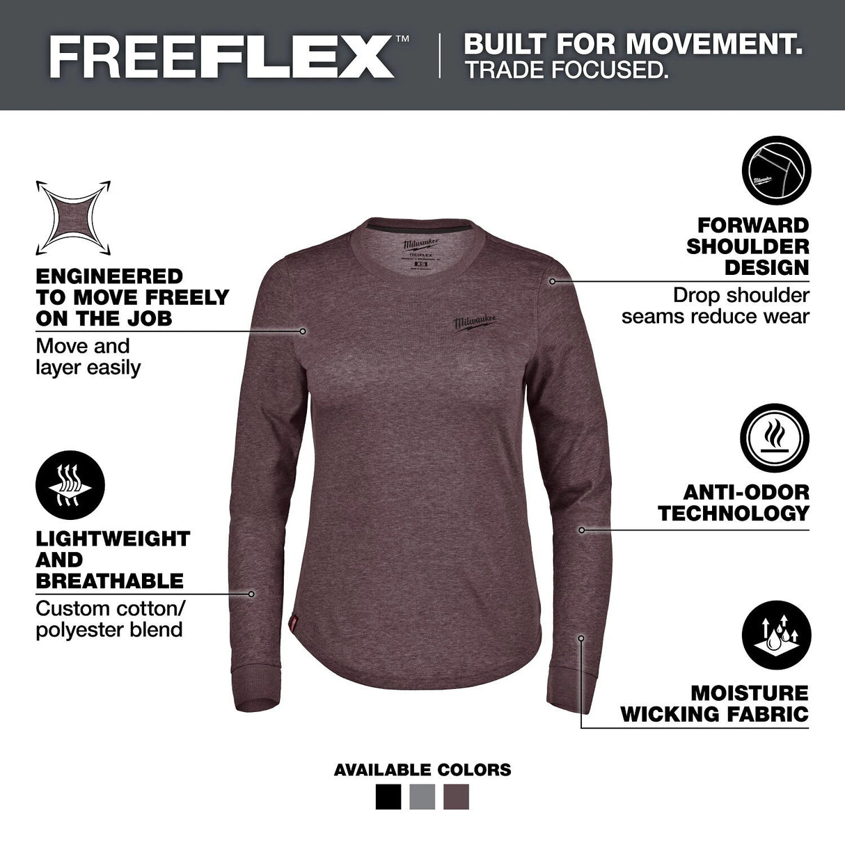 Milwaukee F552P-2X Women's FREEFLEX Hybrid Tee - Long Sleeve Purple 2X - 2