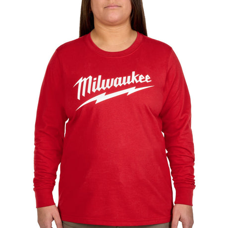Milwaukee F553R-M Women's GRIDIRON Logo Tee - Long Sleeve Red M