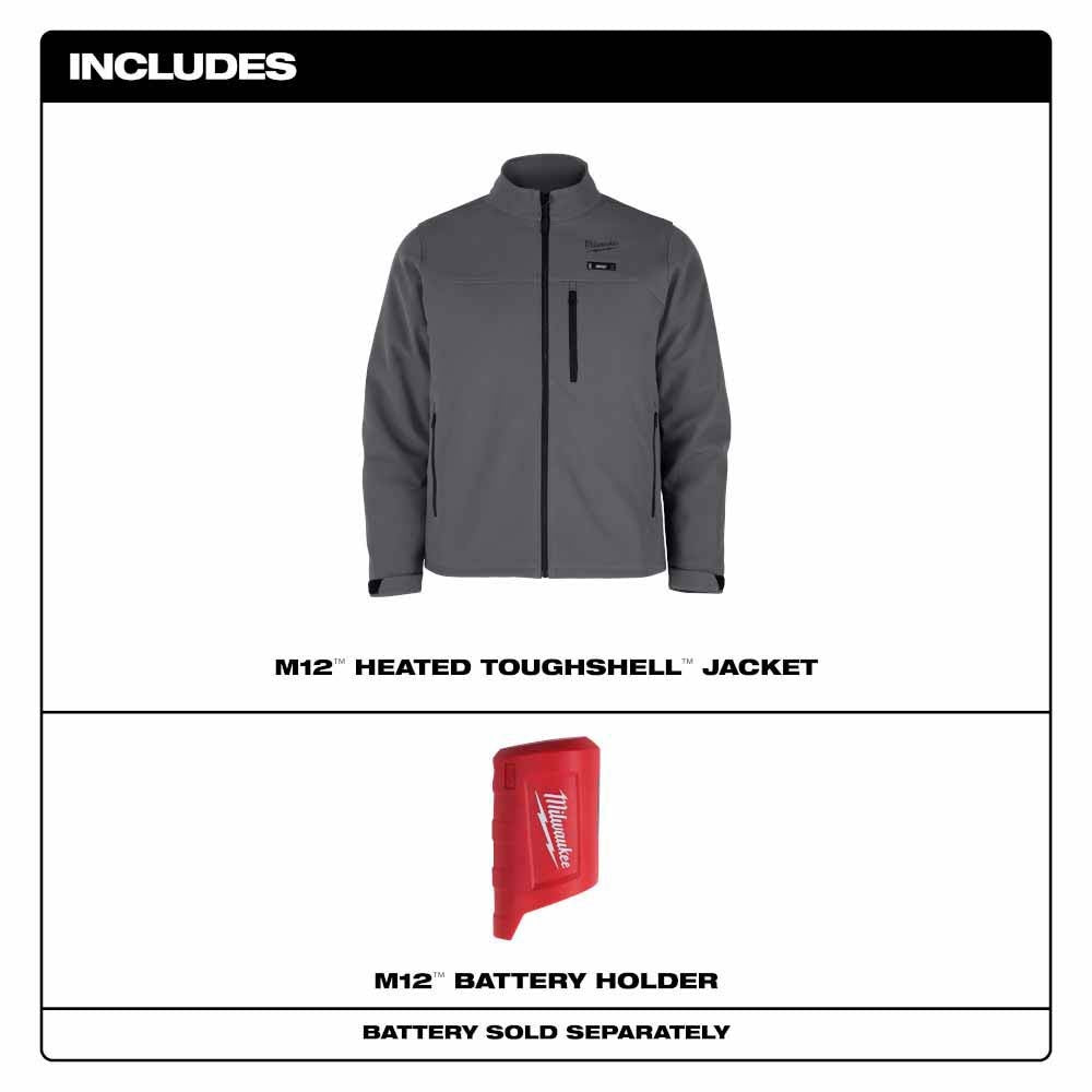 Milwaukee M100G-20 M12 Heated Gray Toughshell Jacket Only - 5