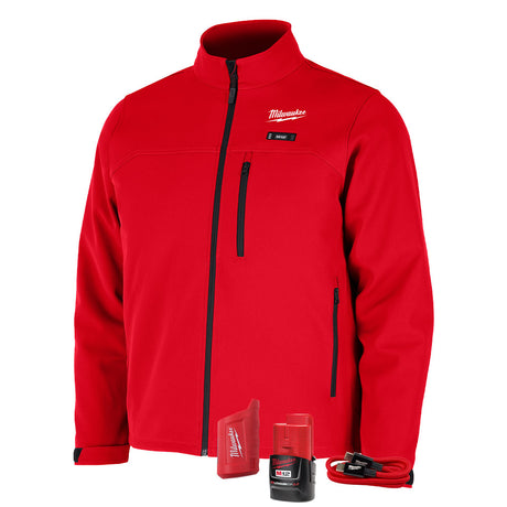 Milwaukee M100R-21 M12 Heated Red Toughshell Jacket with (1) 3.0 Ah Battery and Charger