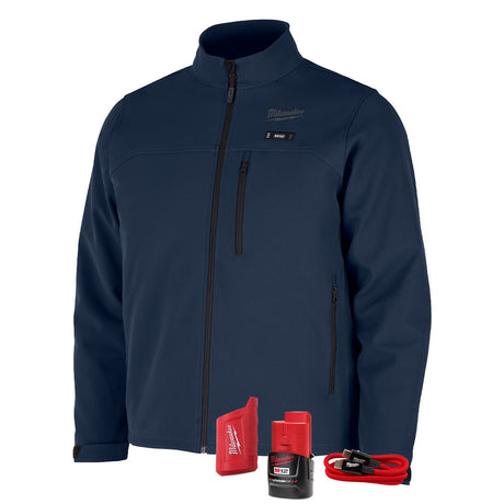 Milwaukee M100U-21 M12 Heated Blue Toughshell Jacket with (1) 3.0 Ah Battery and Charger