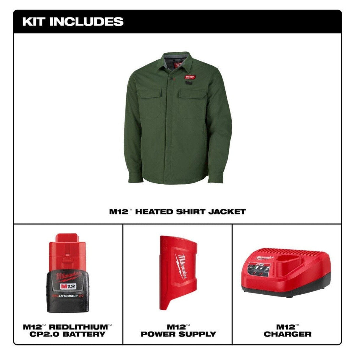 Milwaukee M103E-21 M12 Heated Shirt Jacket Green - 3