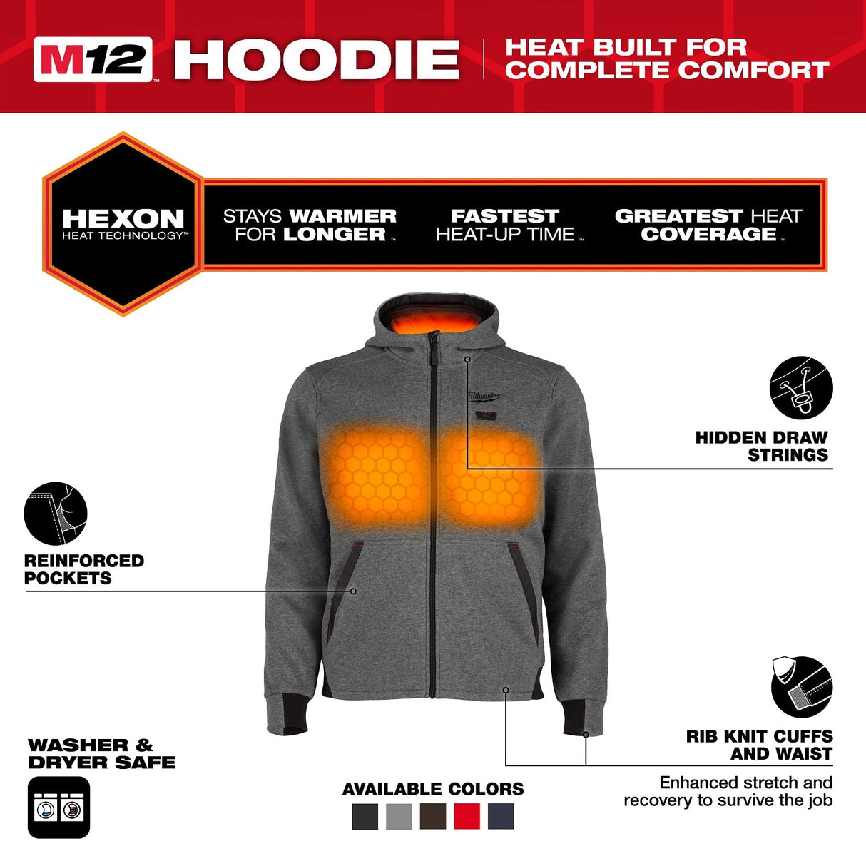 Milwaukee M200G-20 M12 Heated Hoodie Only - Gray - 2